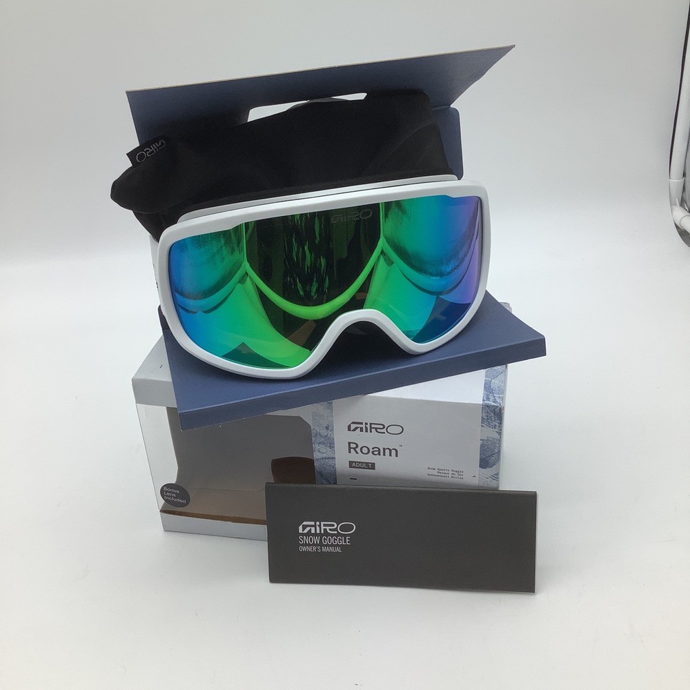Giro Roam Adult Snow Goggles Stacked White Loden Green S2 + Yellow S1 Bonus Lens